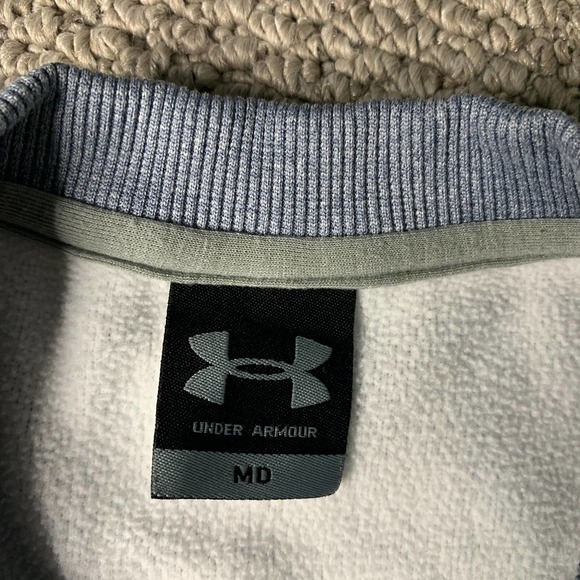 Under Armour Womens Oxford Sweater Size Medium Gray Fleece Pullover Embroidered - Picture 10 of 13